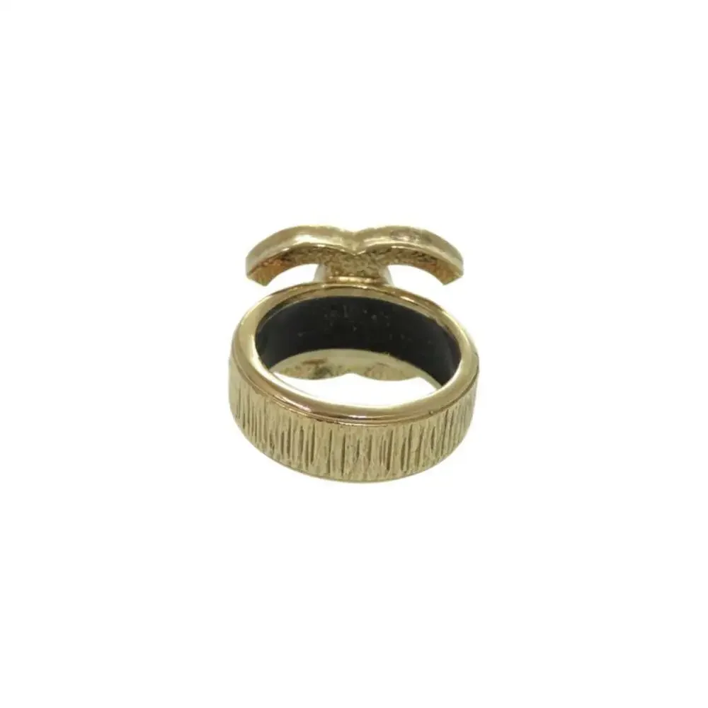 CHANEL Authentic Black Logo Ring
